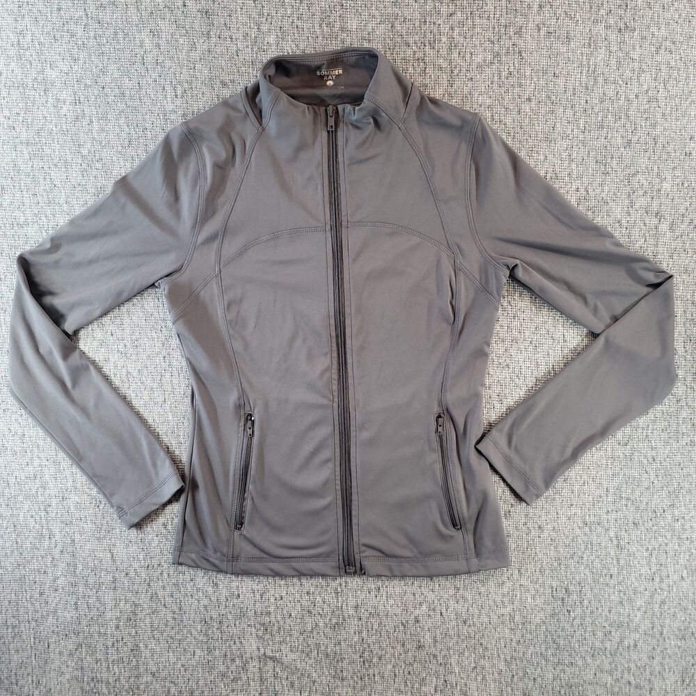 Sommer Ray Full Zip Athletic Define Jacket Grey Mock Neck Workout Running L